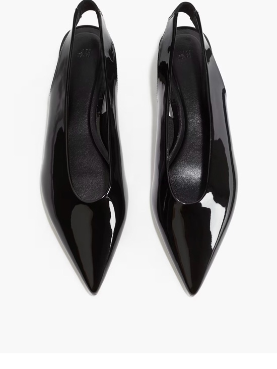 H&M Shoes - H&M Black Patent Pointed Slingback Flats